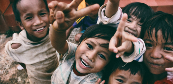 Happy children smiling together