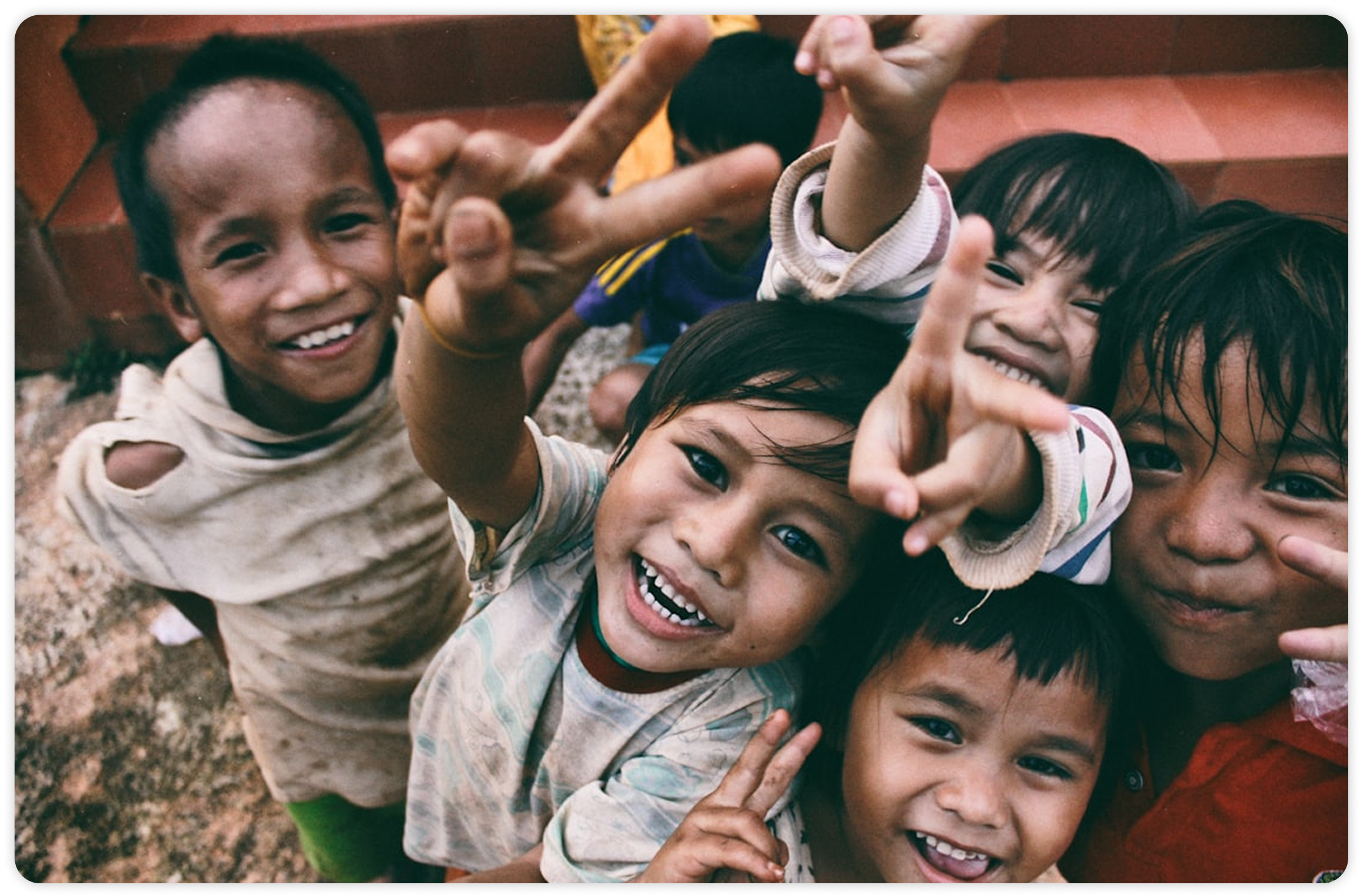 Happy children smiling together
